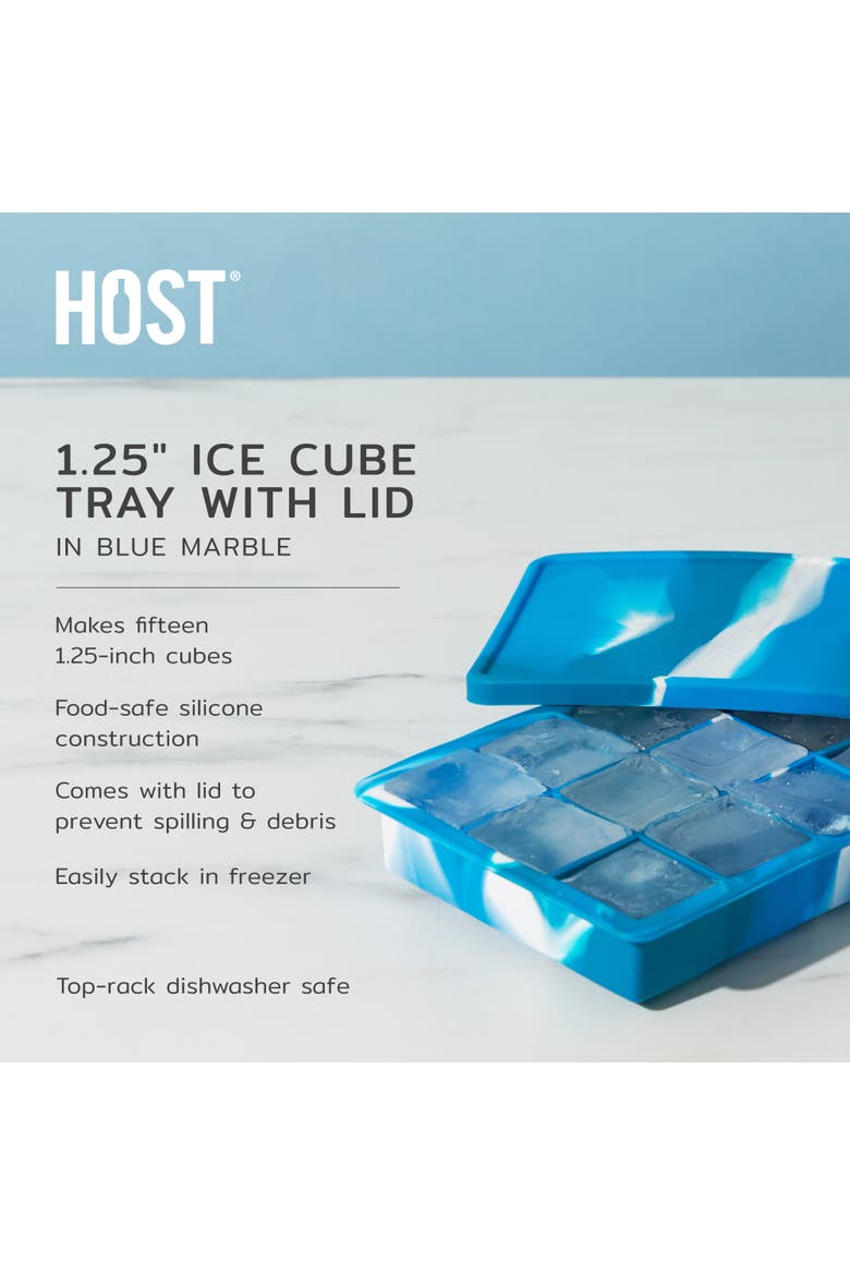 1.25" Ice Cube Tray with Lid, Alternate, color, Blue Marble