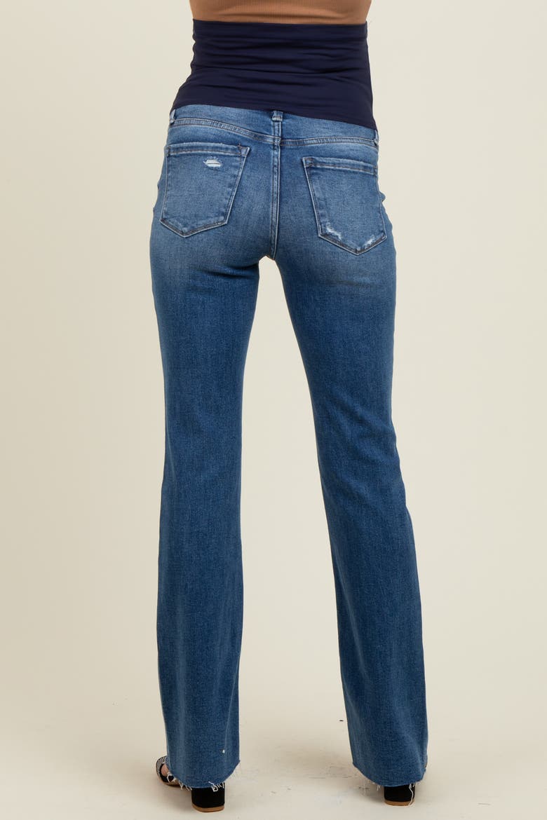 Distressed Raw Hem Maternity Bootcut Jeans, Alternate, color, Navy Blue