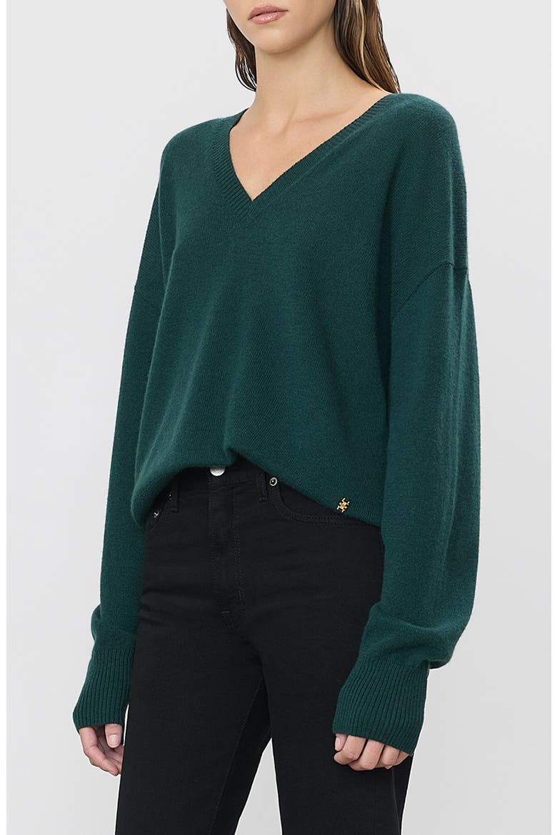 Marcel V-Neck Cashmere Blend Sweater, Alternate, color, FOREST