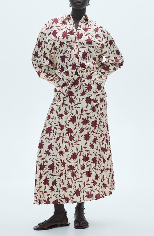 Mango Floral Print Pleated Skirt Off White In Off White