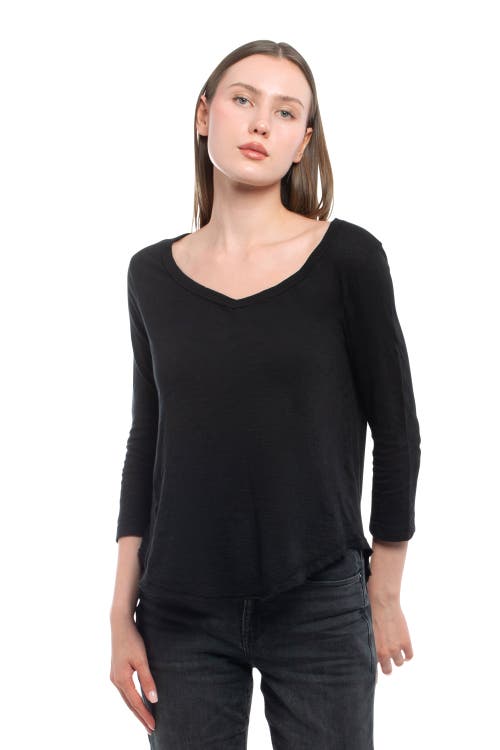 Wilt Clothing 3/4 Sleeve V-neck Shirttail Tee With Raw Hem Top In Animal Print