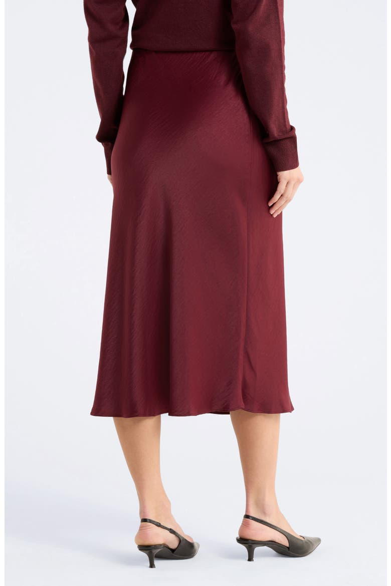 Textured Satin Midi Skirt, Alternate, color, BURGUNDY TANNIN