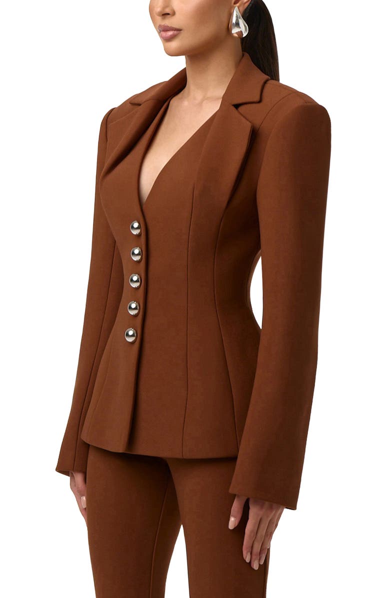 Naked Wardrobe Ponte Blazer, Alternate, color, Dark Mocha