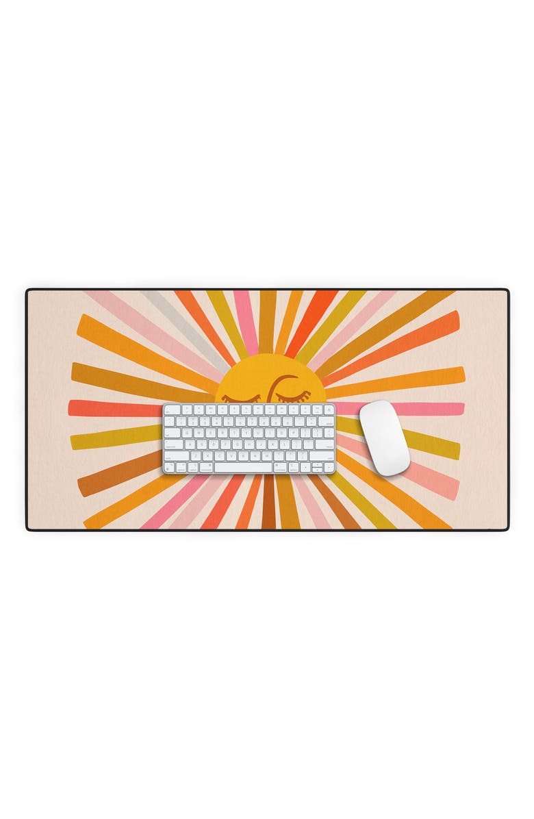 Deny Designs Cat Coquillette Sunshine Retro Desk Mat, Alternate, color, Orange
