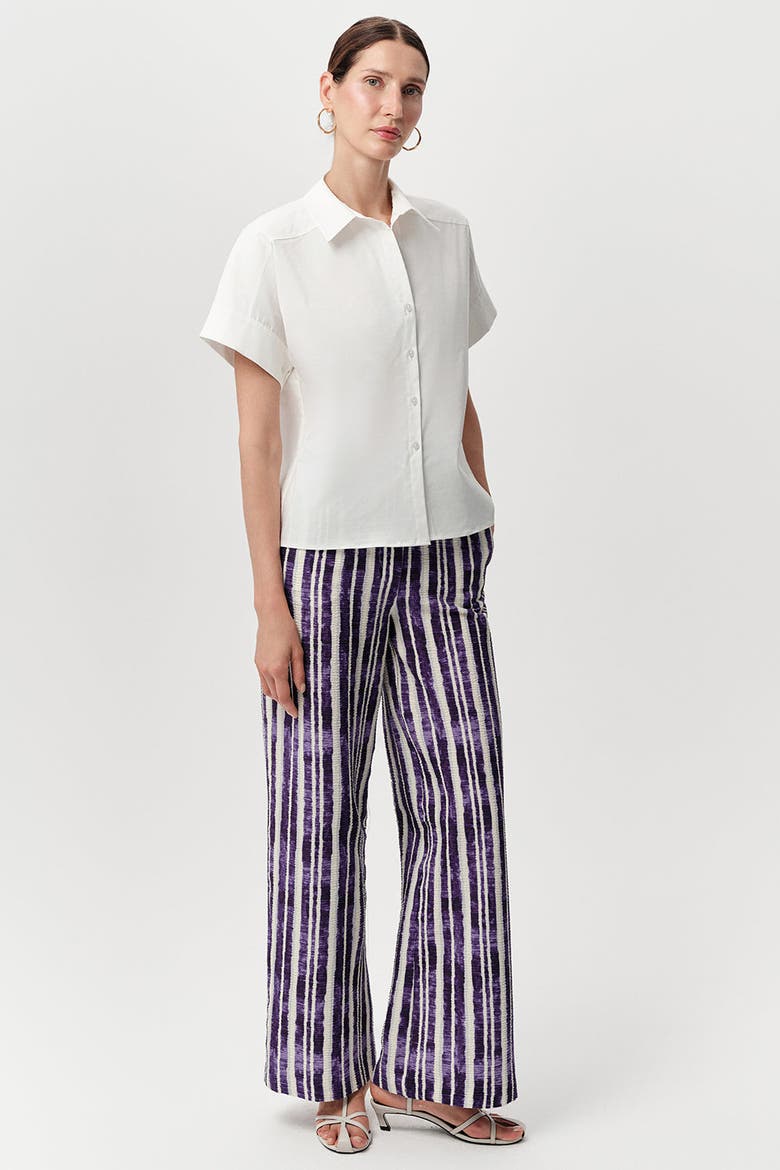 Tegan Shirt Collar Short Sleeve Poplin Shirt, Alternate, color, White