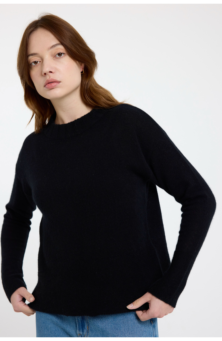 Brodie Pure Cashmere Crew Neck 100% Cashmere Sweater, Main, color, Black