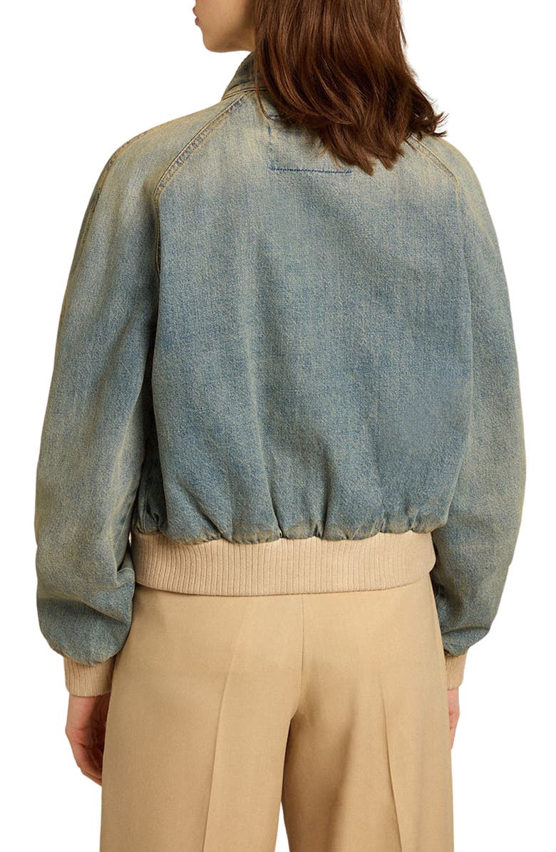 Golden Goose Dirty Wash Distressed Denim Bomber Jacket, Alternate, color, 