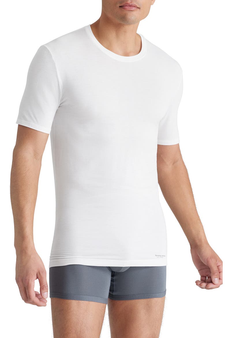 3-Pack Second Skin Stay Tucked Crewneck Undershirts, Alternate, color, WHITE