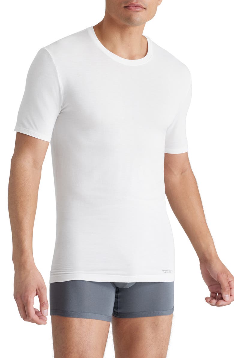 Tommy John 3-Pack Second Skin Stay Tucked Crewneck Undershirts, Alternate, color, White