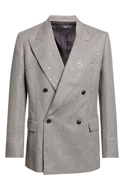 Sequin Houndstooth Double Breasted Sport Coat