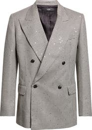 AMIRI Sequin Houndstooth Double Breasted Sport Coat