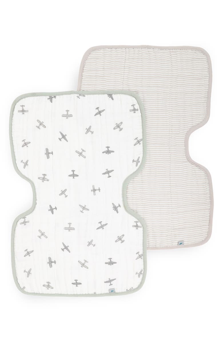 little unicorn Organic Cotton Muslin Burp Cloth, Main, color, Pewter Planes