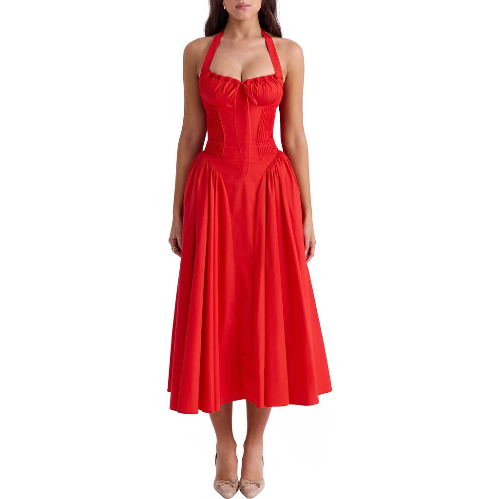 HOUSE OF CB Adabella Halter Neck Midi Dress in Flame Scarlet  product