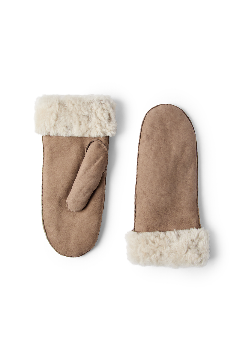 Brunello Cucinelli Fuzzy shearling mittens, Main, color, Hazelnut