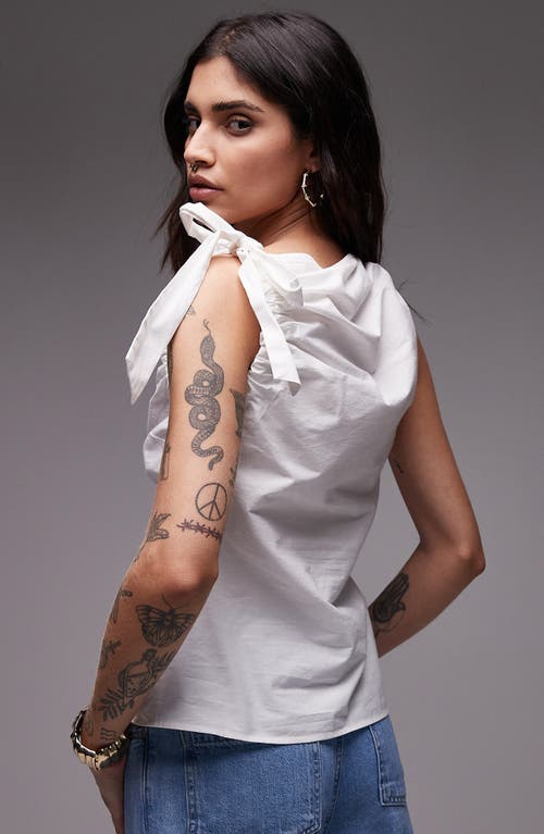 Shop Topshop Tie Shoulder Sleeveless Cotton Top In Ivory
