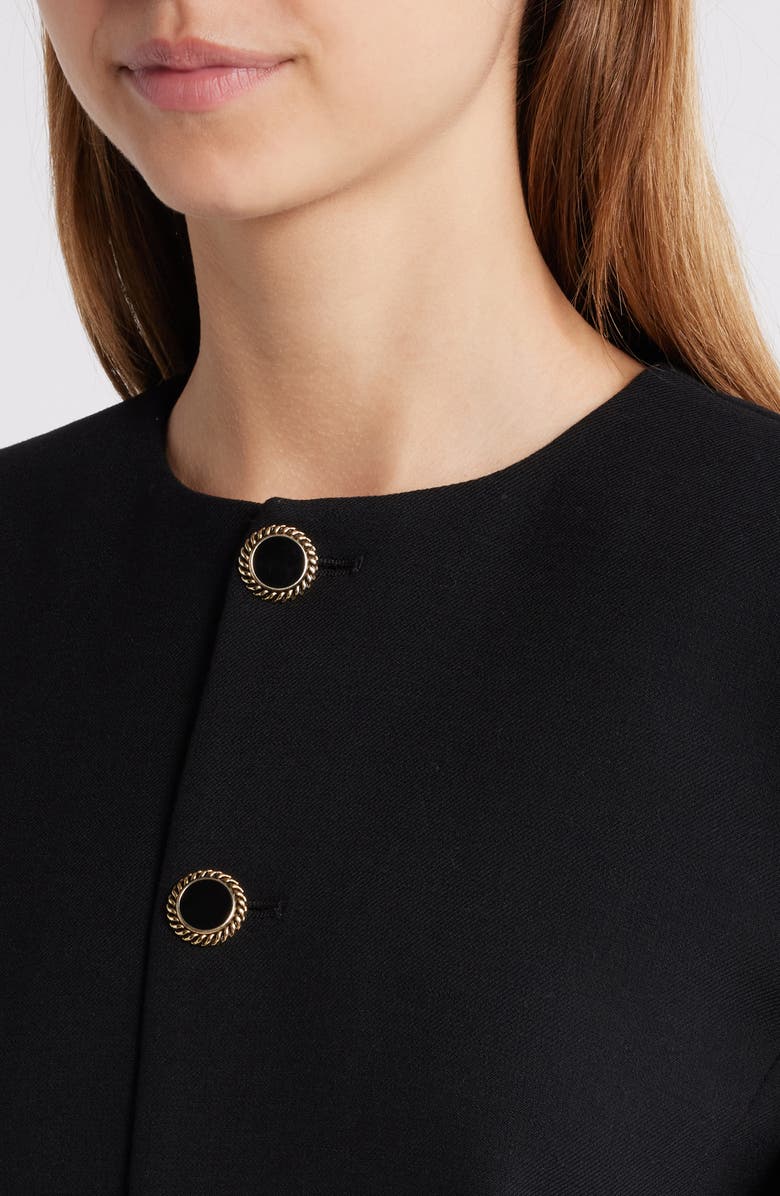 FRAME Mixed Meed Long Sleeve Mini Coat Dress, Alternate, color, Black