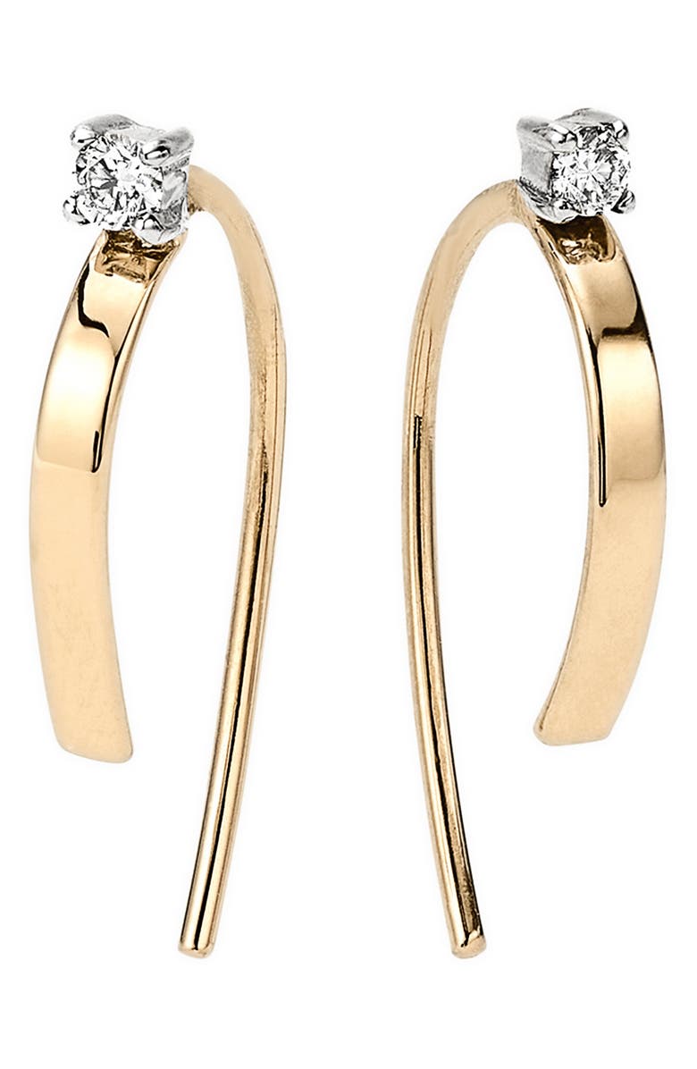 LANA Mini Flat Forward Facing Diamond Hoop Earrings, Alternate, color,