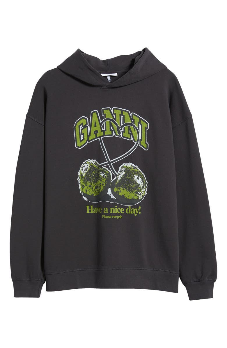 Ganni Isoli Cherries Oversize Organic Cotton Hoodie, Main, color, 