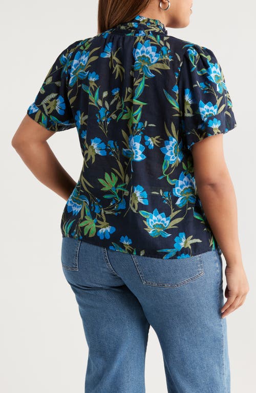 Caslonr Caslon(r) Floral Flounce Sleeve Top In Blue