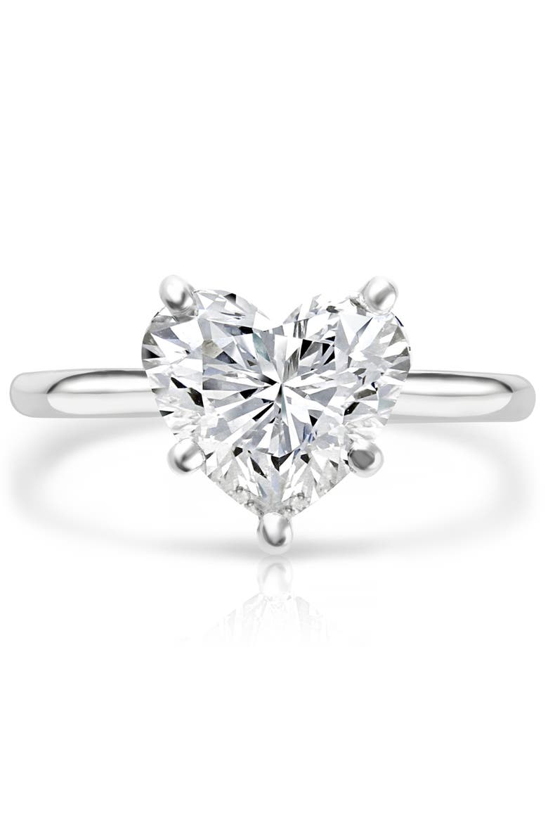3Ct Gold Certified Lab Grown Heart Cut Diamond Engagement Ring, Alternate, color, 14k White Gold