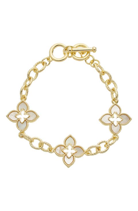 Mother of Pearl Quatrefoil Link Bracelet