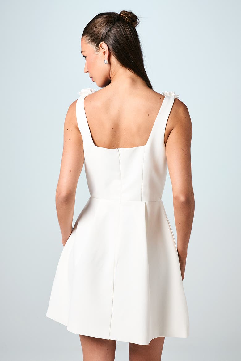 Square Neck 3D Flower Bridal Mini Dress, Alternate, color, Ivory