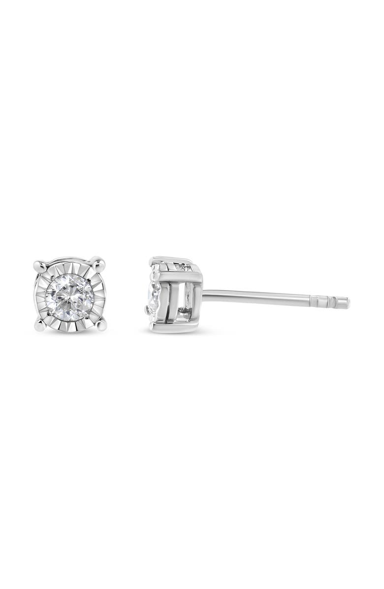 Haus of Brilliance Silver 1/5 Ct Diamond Miracle-Set Stud Earrings, Alternate, color, White