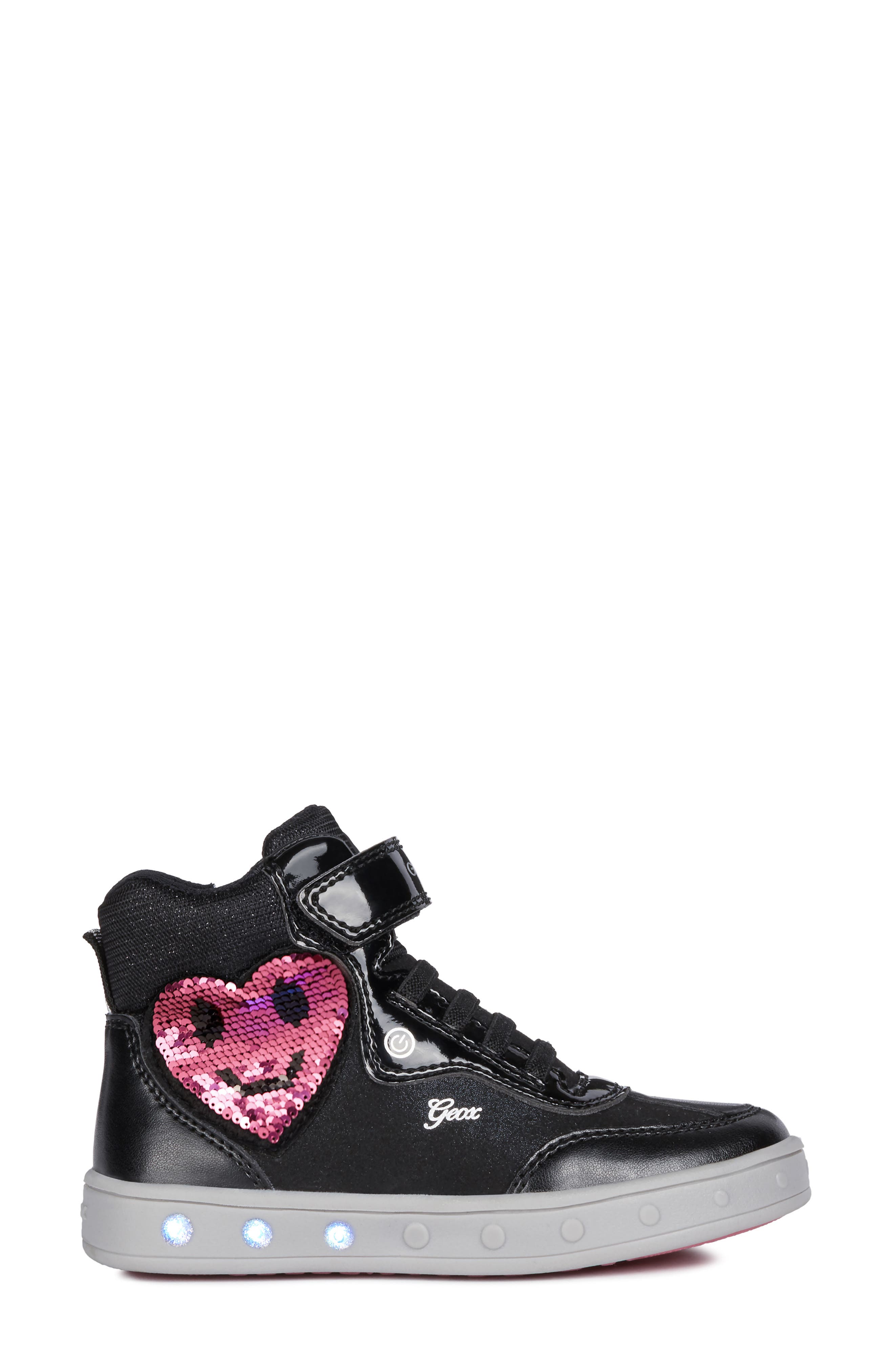 Geox Skylin Sequin Light-Up High Top Sneaker, Alternate, color, 