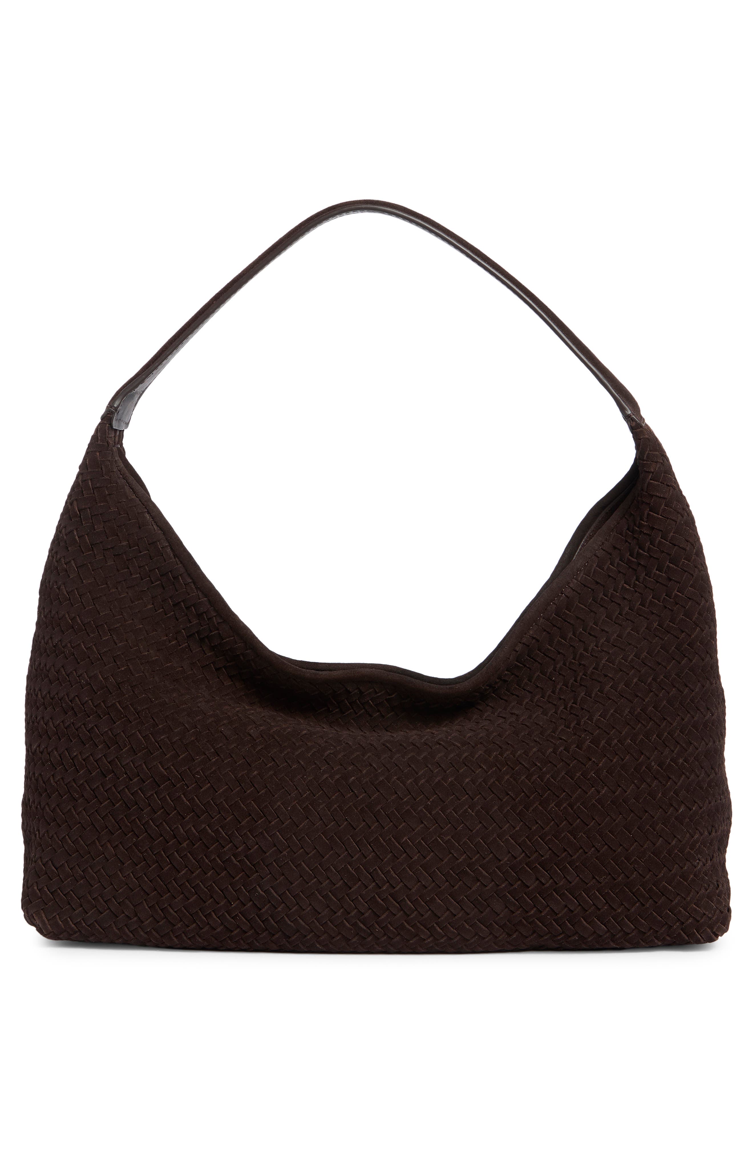 Madewell The Mylie Woven Suede Shoulder Bag, Alternate, color, Dark Carob
