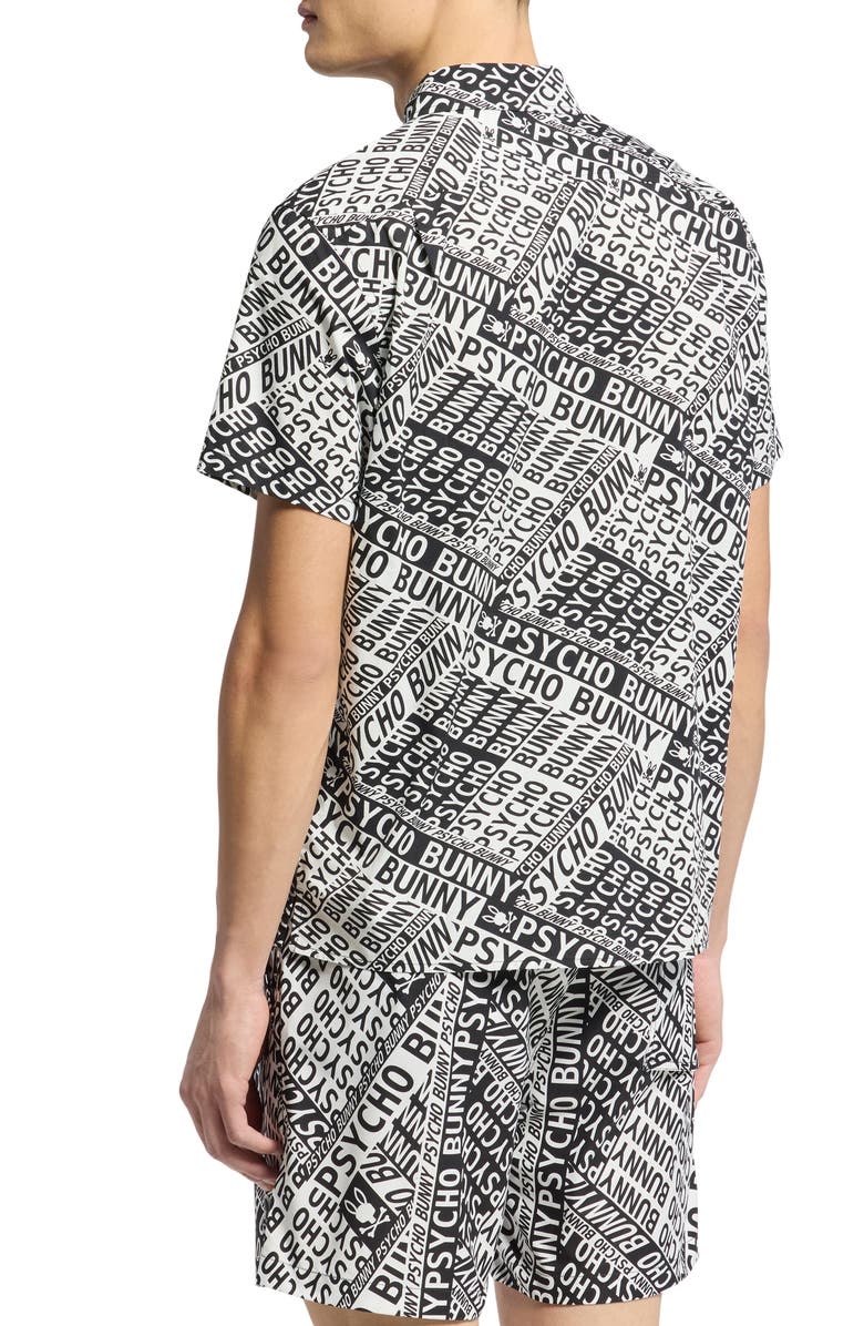 Psycho Bunny Capri Stretch Poplin Button-Up Shirt, Alternate, color, Black