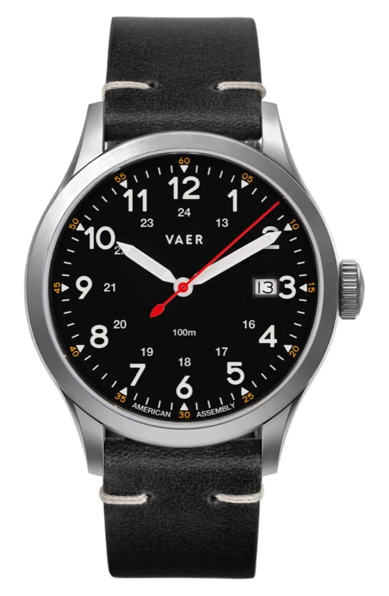 VAER C5 Field Black Solar Watch, 40mm, Main, color, Black