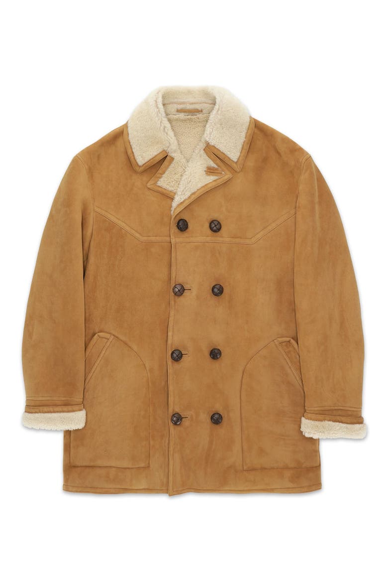 Shearling Double Breasted Jacket, Main, color, Camel