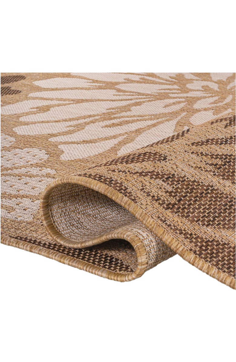JONATHAN Y Zinnia Modern Floral Textured Weave Indoor/Outdoor Area Rug, Alternate, color, Brown/Cream