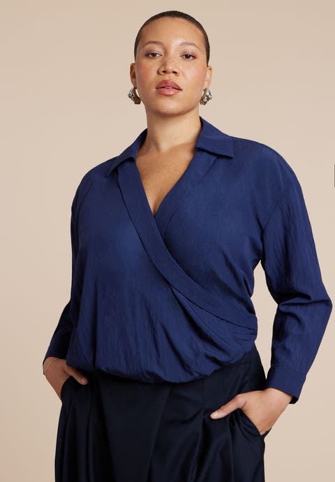 Surplice Collared Top (Plus)