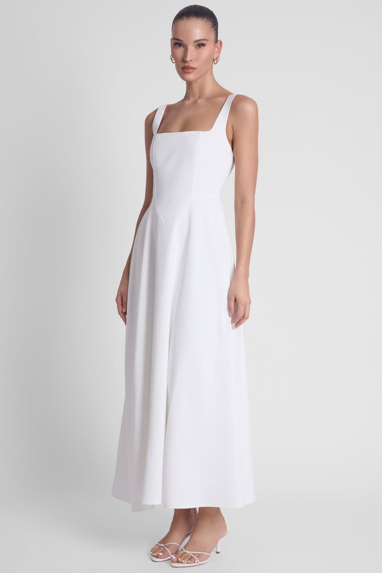 Serenity Square Neck Corset Midi Dress, Alternate, color, White