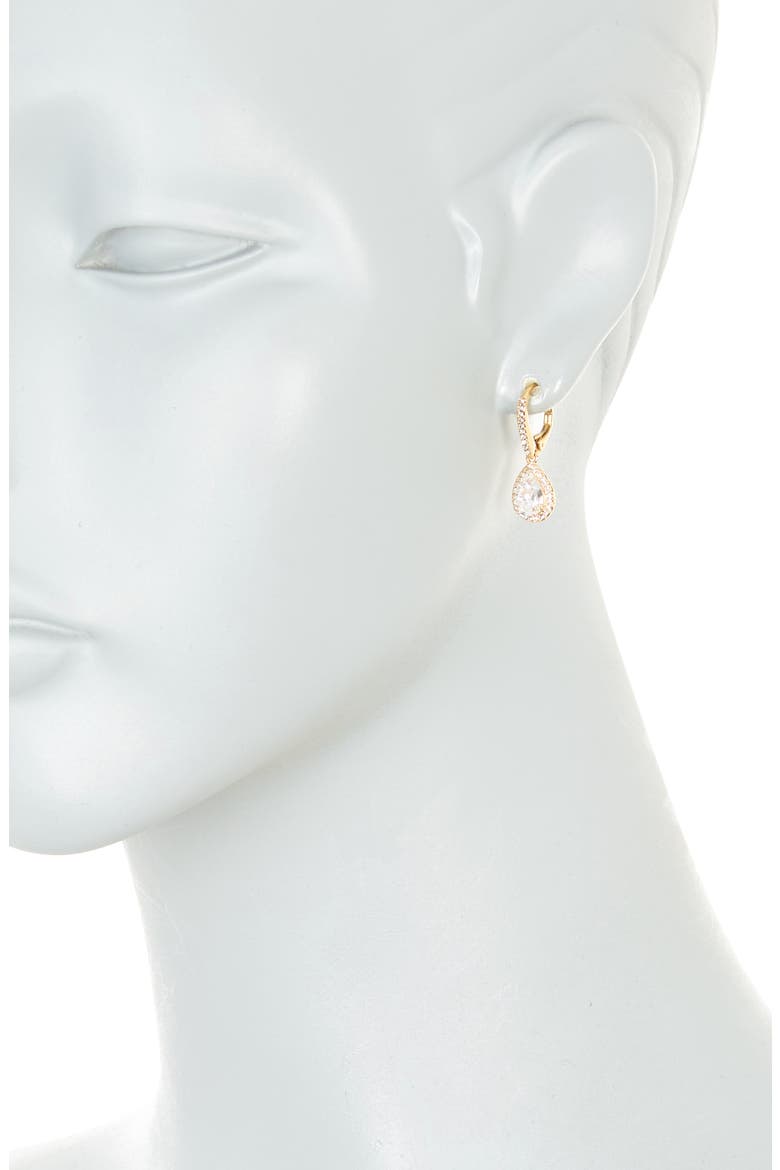 Pear Drop Cubic Zirconia Pavé Leverback Earrings, Alternate, color, GOLD