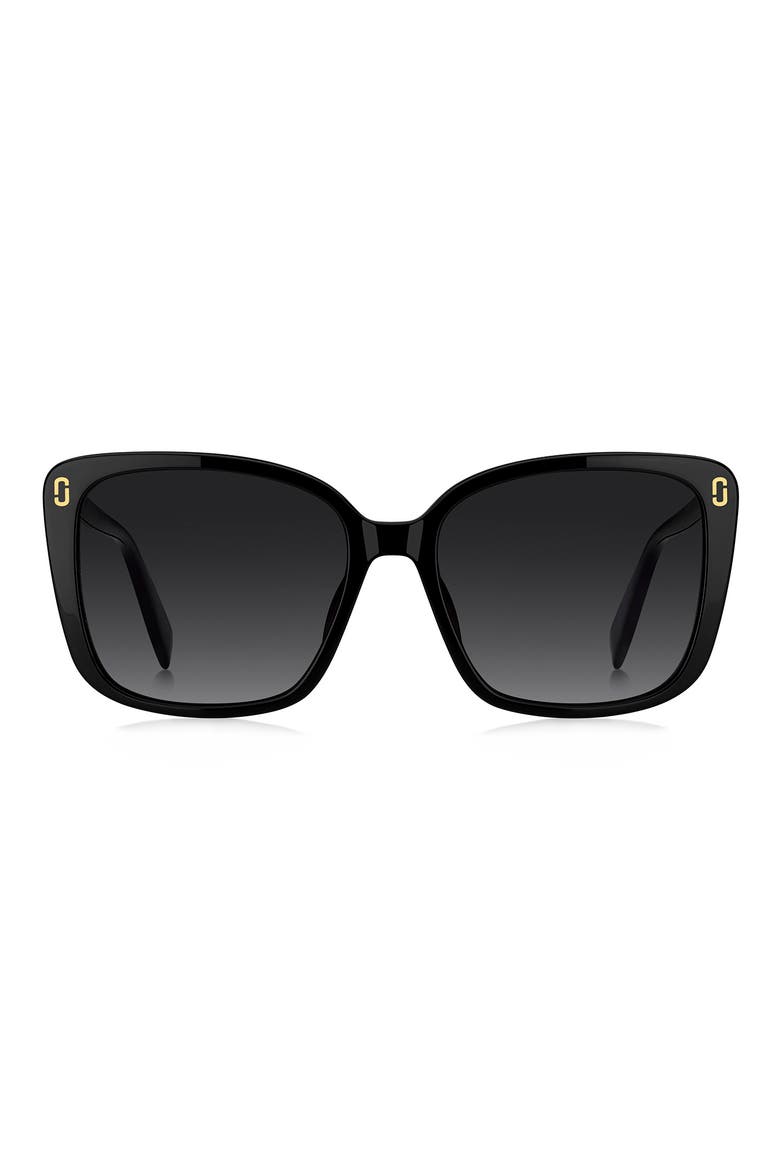56mm Gradient Butterfly Sunglasses, Main, color, BLACK/ DARK GREY SF