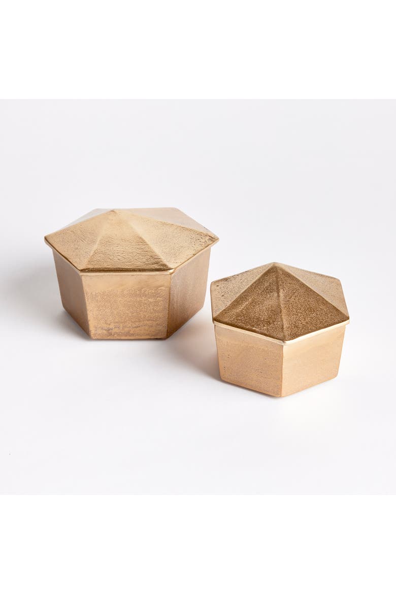 Luca Lidded Boxes Set of 2, Main, color, Gold