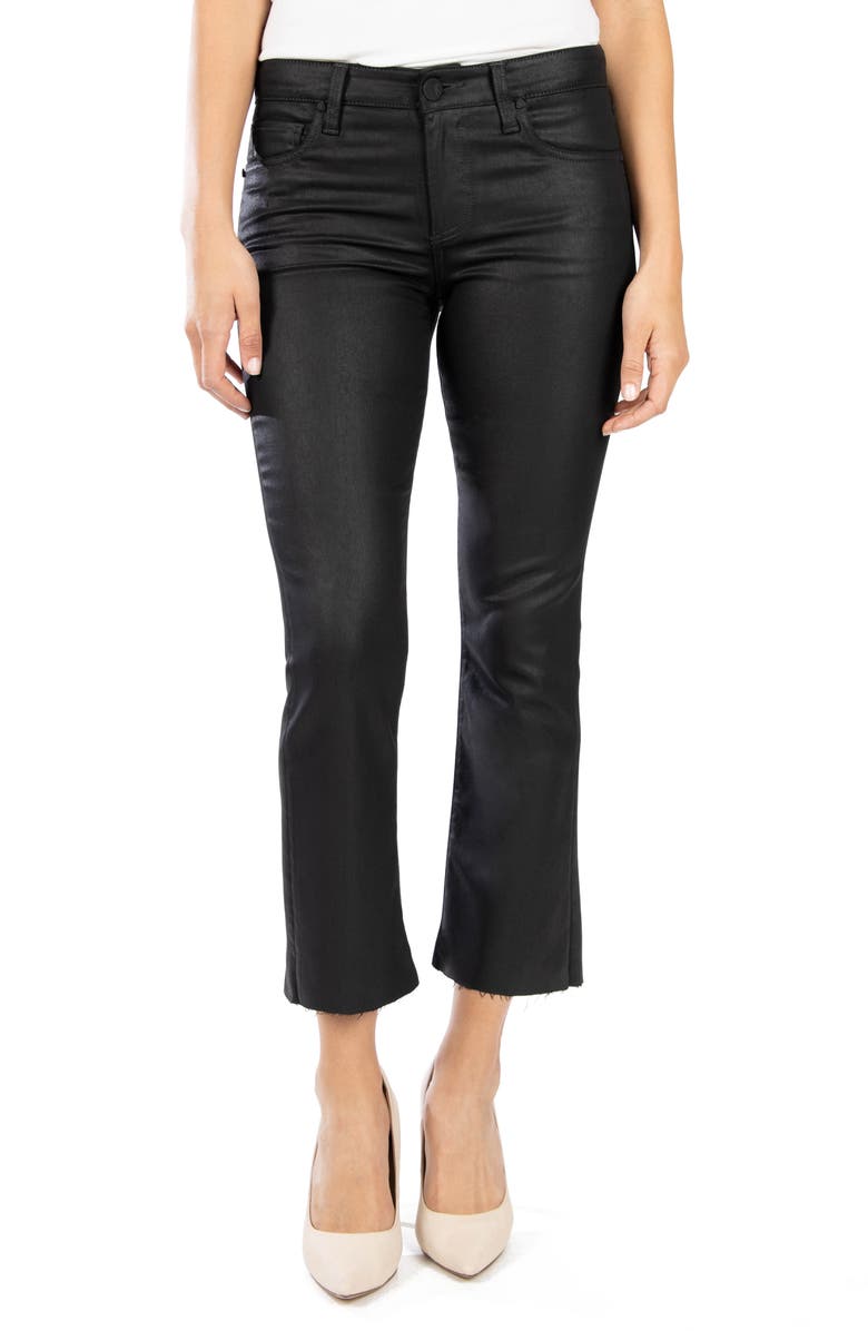KUT from the Kloth Kelsey Crop Kick Flare Jeans, Main, color, Black Jm