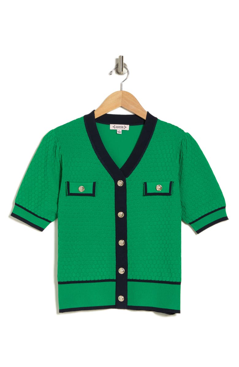 Nanette Lepore Pointelle Colorblock Short Sleeve Sweater, Alternate, color,