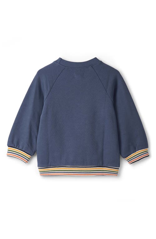 Hatley Cow Appliqué Cotton Crewneck Sweatshirt In Blue