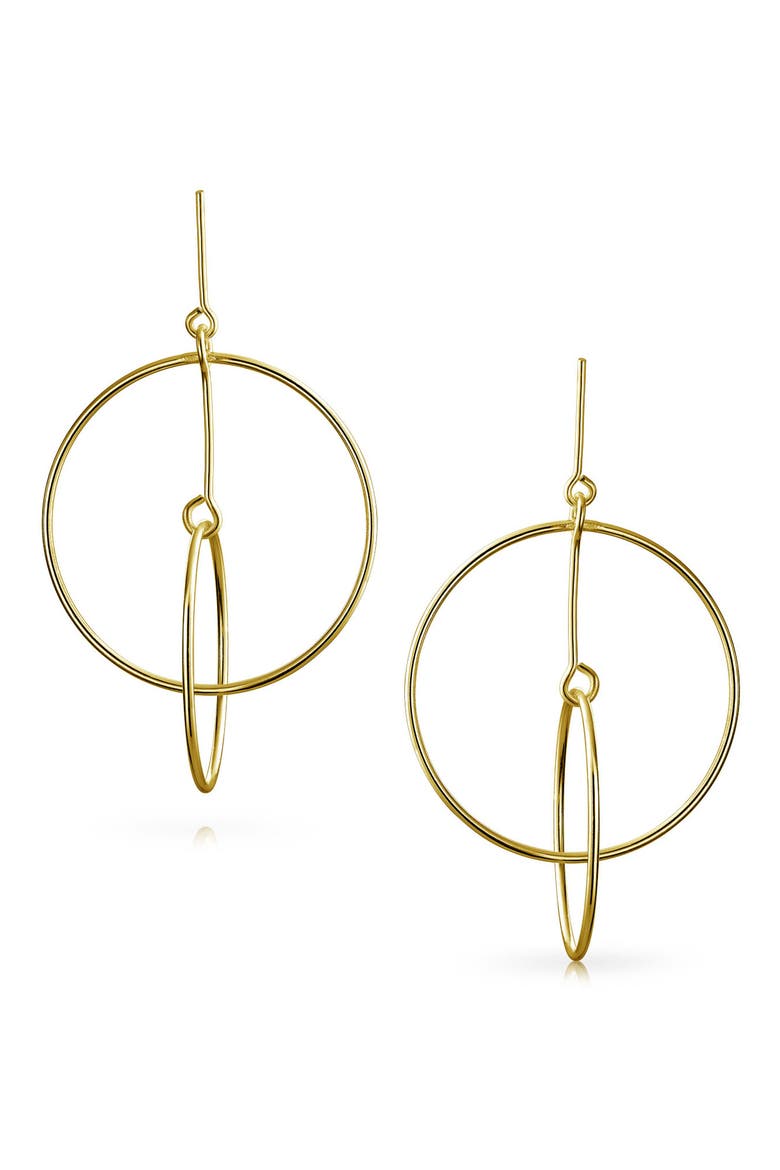 Round Two Circle Dangle Stud Earrings, Main, color, YELLOW