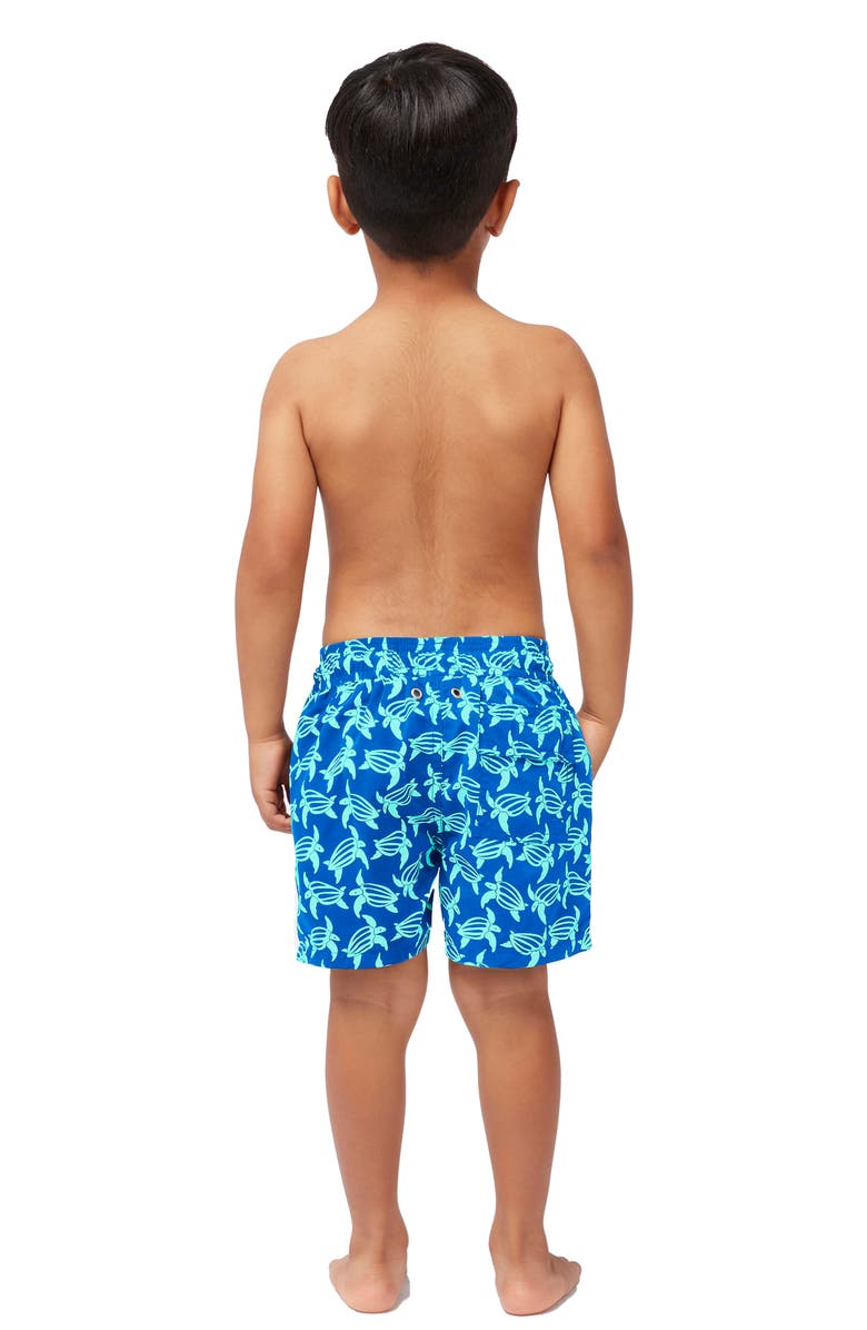 Tom & Teddy Kids' Turtle Print Swim Trunks, Alternate, color, Blue Ice Green