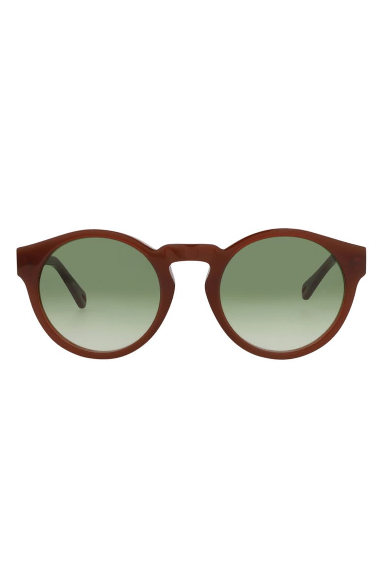 Chloé 52mm Round Sunglasses, Main, color, Brown Brown Green