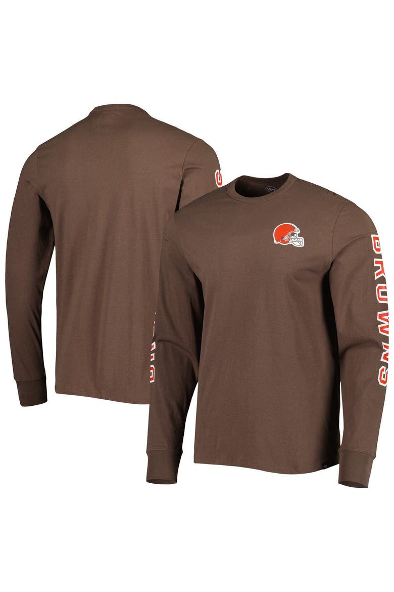 Men's Cleveland Browns '47 Brown Franklin Long Sleeve T-Shirt, Main, color, Brown