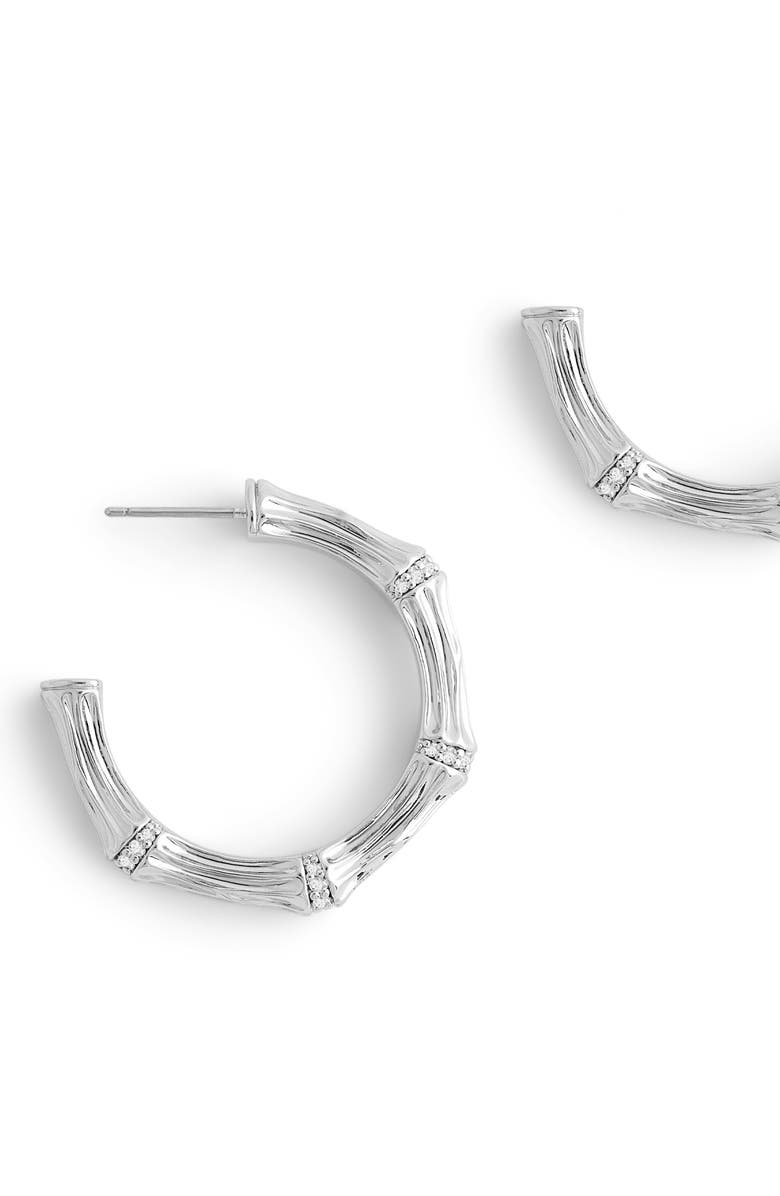 Anabel Aram Jewelry Medium Bamboo Hoop Earrings, Alternate, color, Sterling Silver Plated