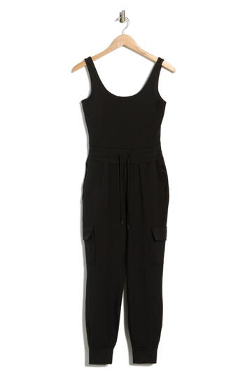Yogalicious Lux City Day Cargo Jumpsuit In Black