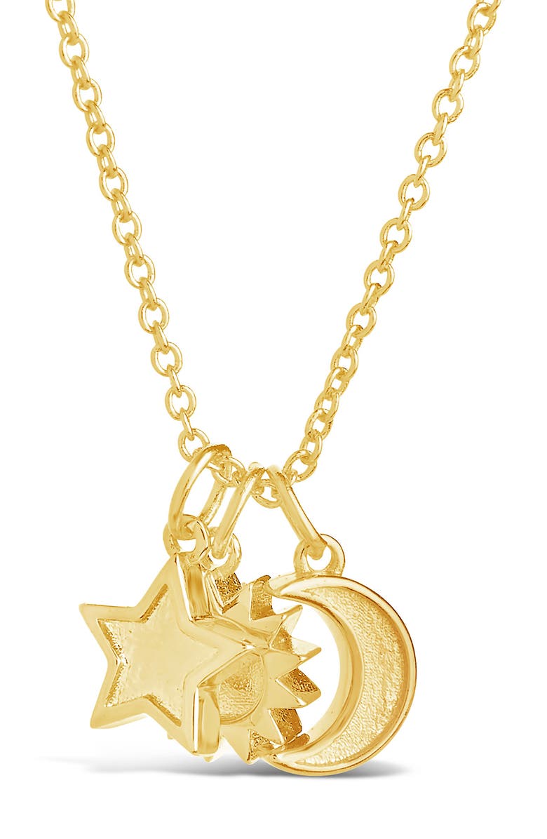 Sterling Forever 14K Gold Plated Sterling Silver Sun Star and Moon Charm Necklace, Alternate, color, Gold