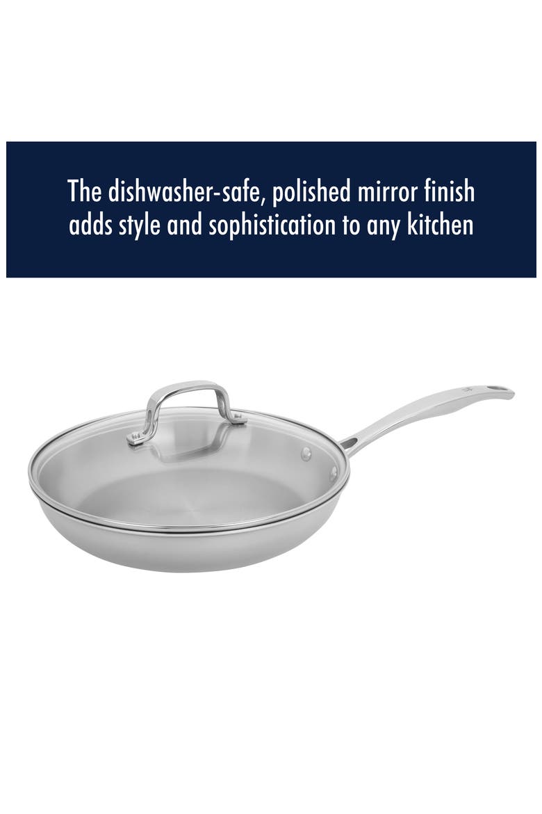 Clad 10-Inch Frying Pan with Lid, Alternate, color, SILVER