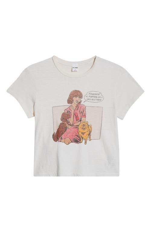 Re/done 50s Puppies Print Boxy Cotton & Recycled Cotton T-shirt In White